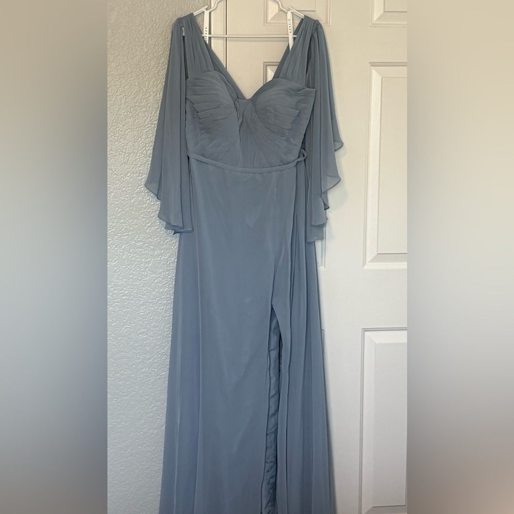 Azazie Adelina bridesmaid/formal dress. New with tags. Dusty blue. Size 16